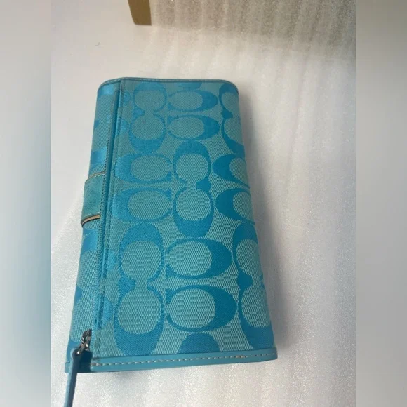 Coach Teal Signature Women's Wallet - Picture 5 of 16